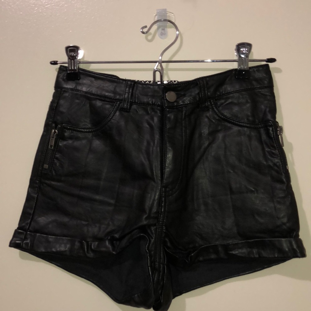Faux leather high waisted shorts